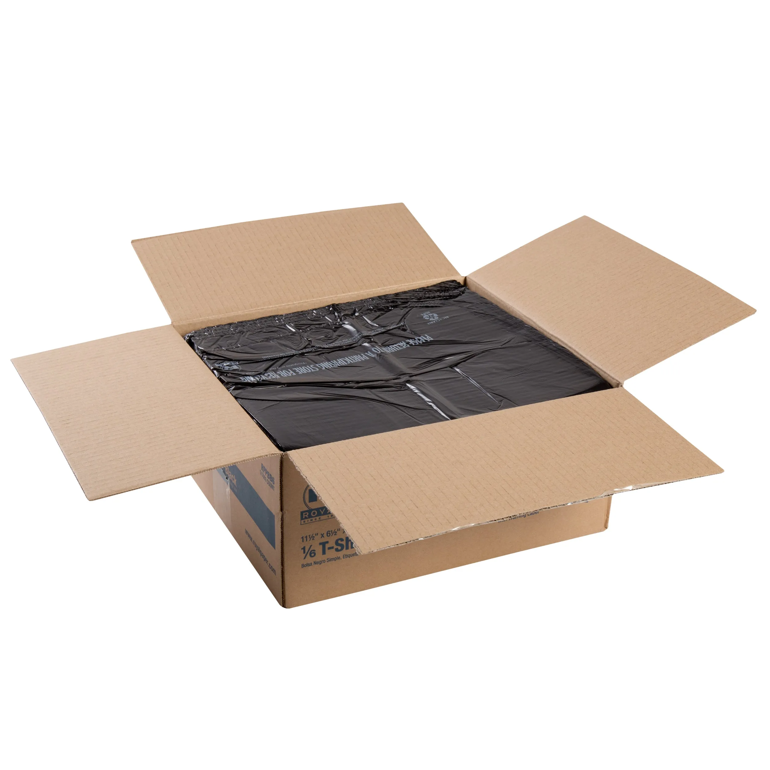 11.5" x 6.5" x 21.5" 1/6 Plain Black Bags, Pack of 1,000