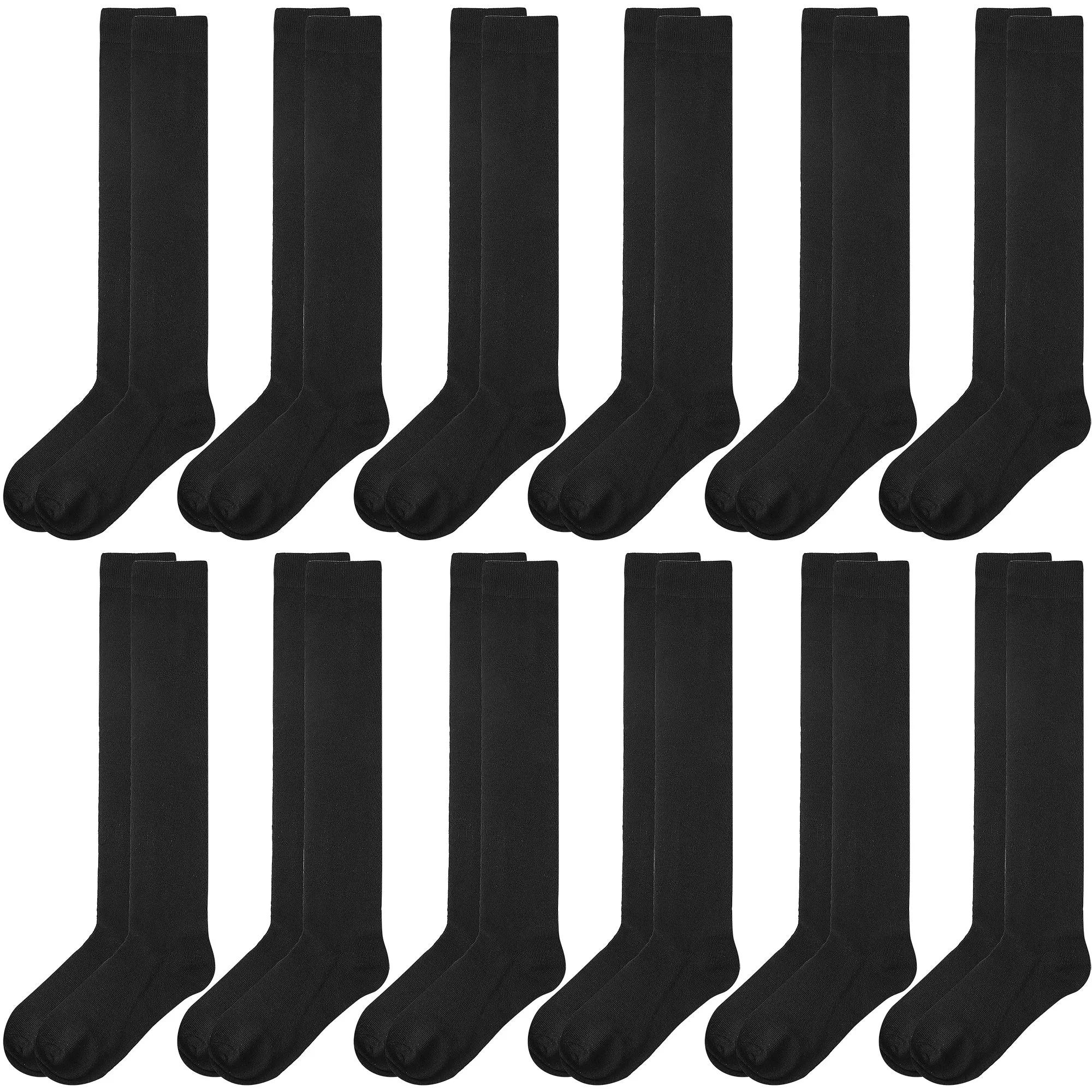 12 Pairs Women Knee High Over the Calf Socks - Black