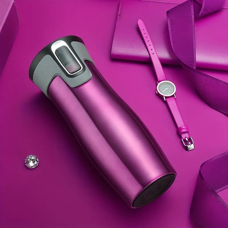 1pc, Premium Insulated Travel Mug - 450ml/15.2oz, 304 Stainless Steel, Thermal Water Cup with Heat Insulation, Spill-Proof, Leak-Resistant, Durable, and Easy-to-Clean Design - Perfect for Home, Office, or Outdoor Adventures, Ideal Birthday Gift