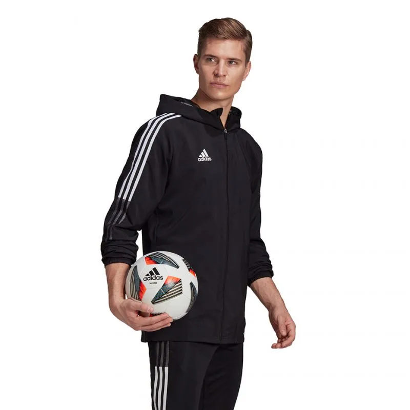 Adidas Tiro 21 Men's Black Windbreaker Sweatshirt with AeroReady Technology