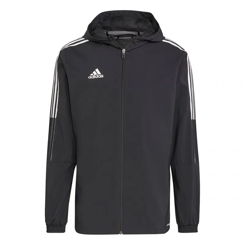 Adidas Tiro 21 Men's Black Windbreaker Sweatshirt with AeroReady Technology