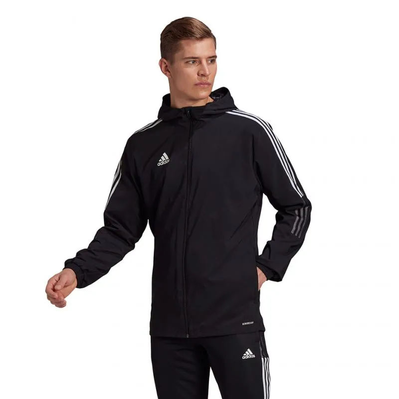 Adidas Tiro 21 Men's Black Windbreaker Sweatshirt with AeroReady Technology