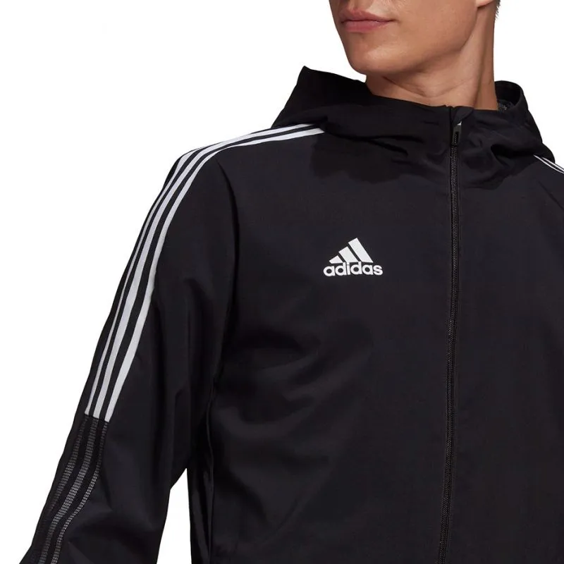 Adidas Tiro 21 Men's Black Windbreaker Sweatshirt with AeroReady Technology