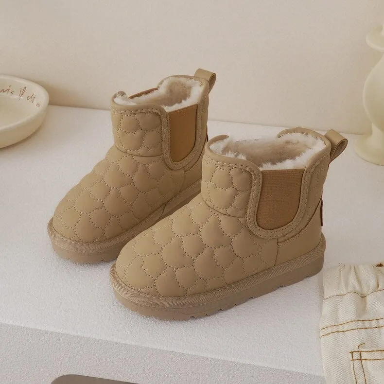 Bear Quilted Winter Plush Snow Boots