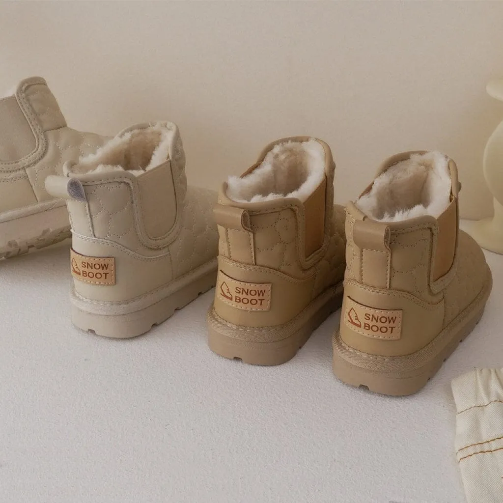 Bear Quilted Winter Plush Snow Boots