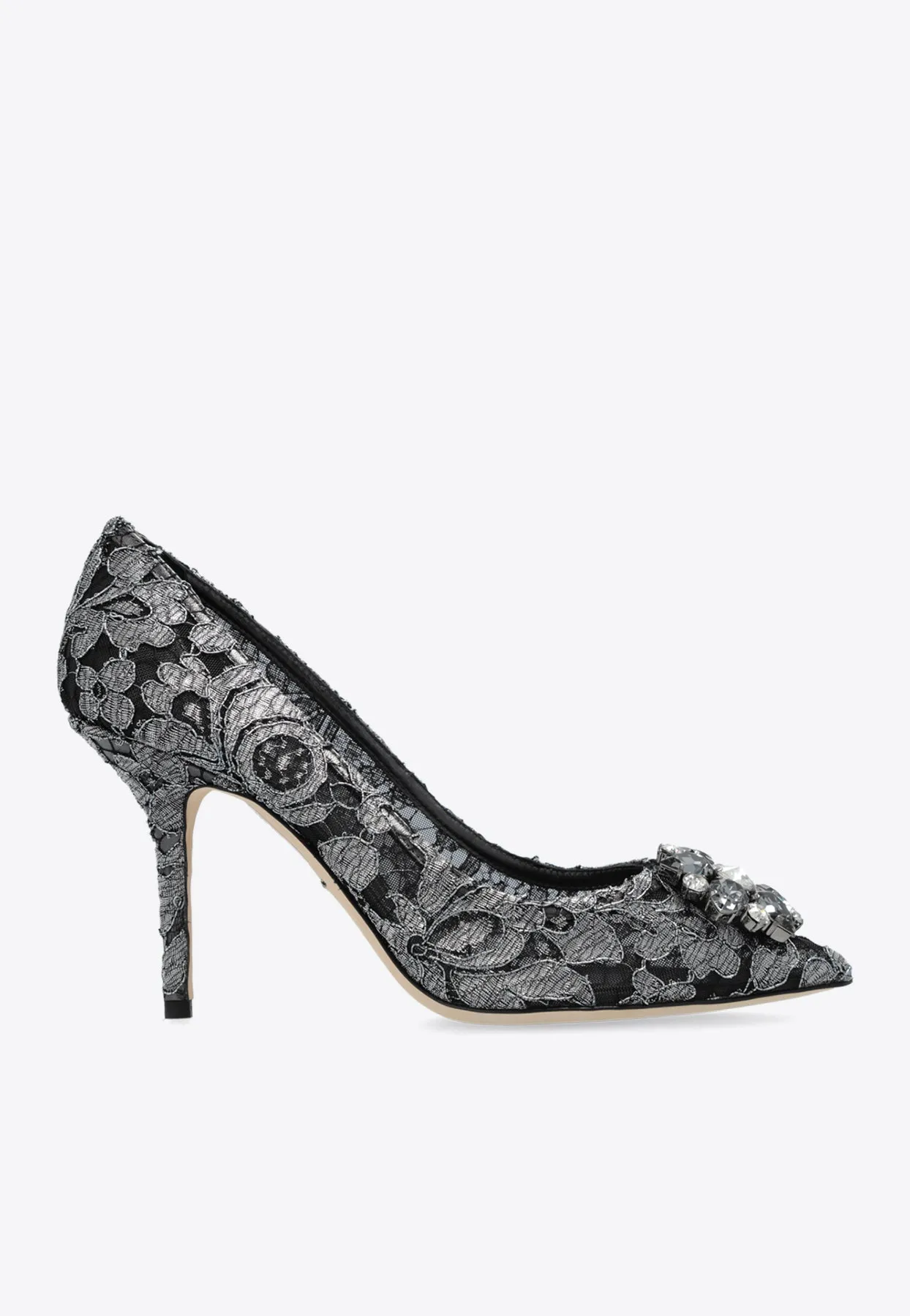 Bellucci 90 Brooch Embellished Lace Pumps