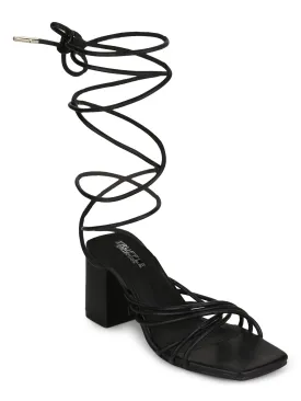 Black PU Strappy Block Heel Sandals (TC-ST-1235-BLKPU)