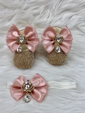 Blush & Gold Jeweled Ada Shoes & Headband
