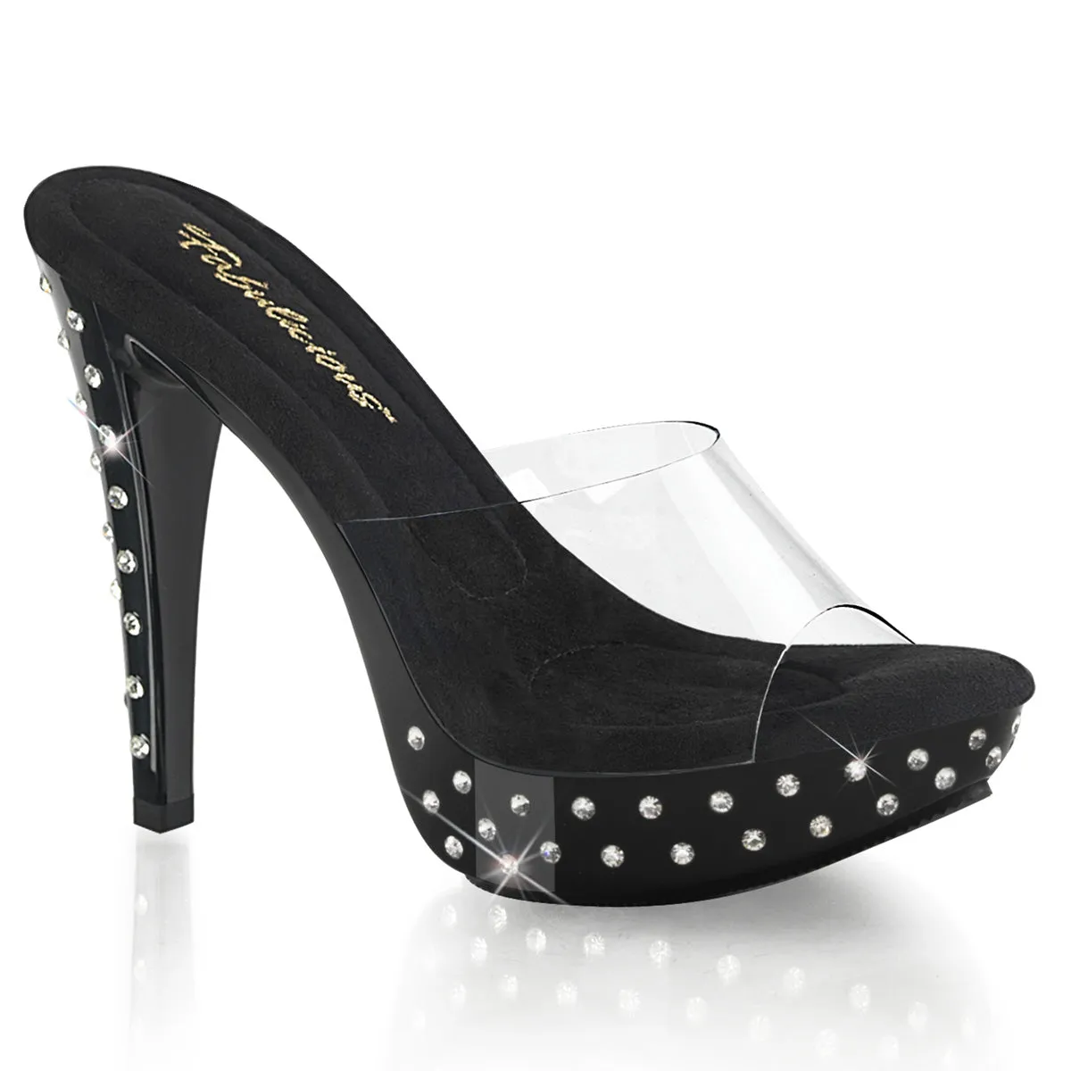 COCKTAIL-501SDT Fabulicious 5" Cocktail Clear/Black Sexy Shoes (High Heels)