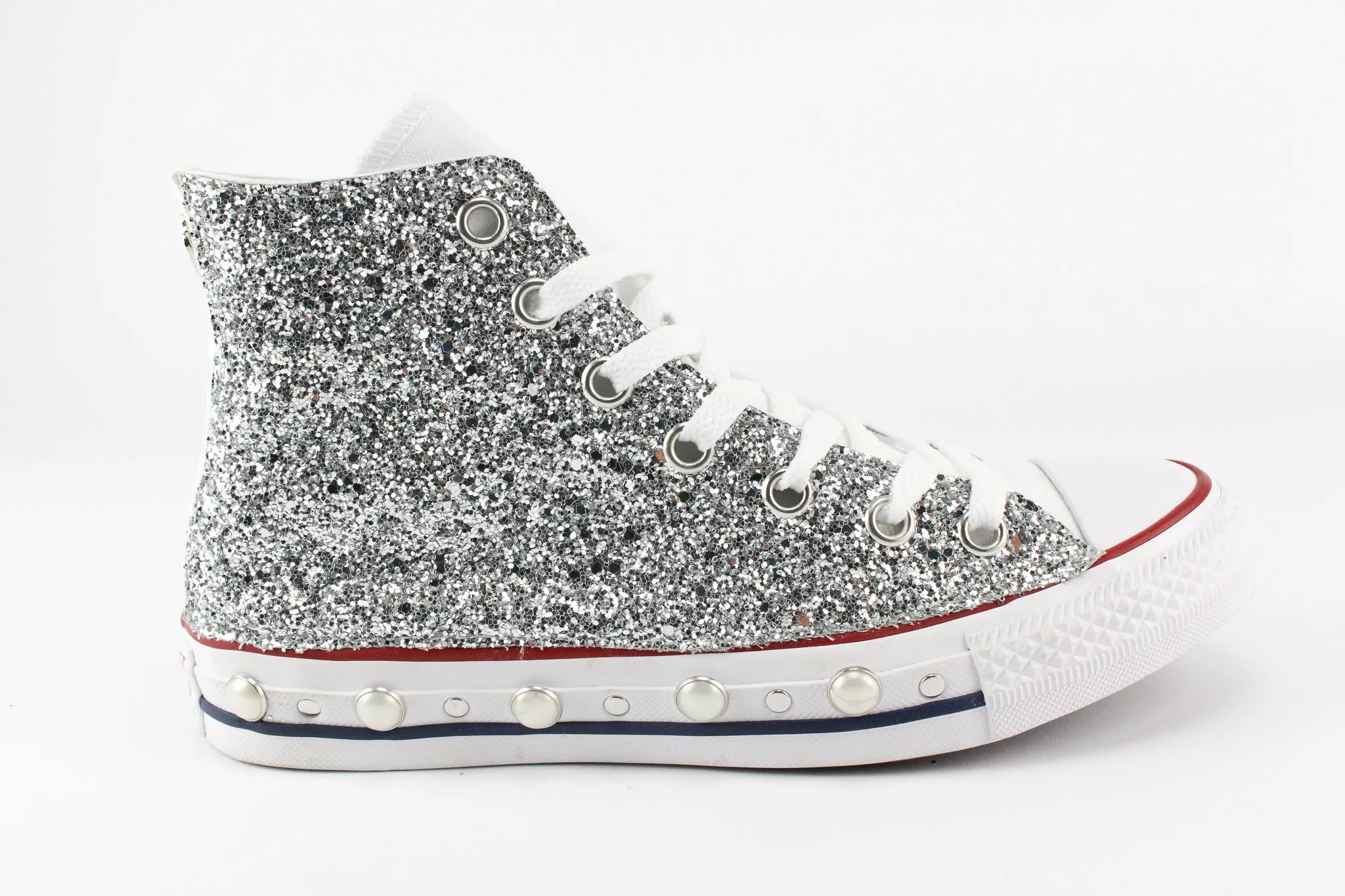 Converse All Star White Silver Glitter & Perle