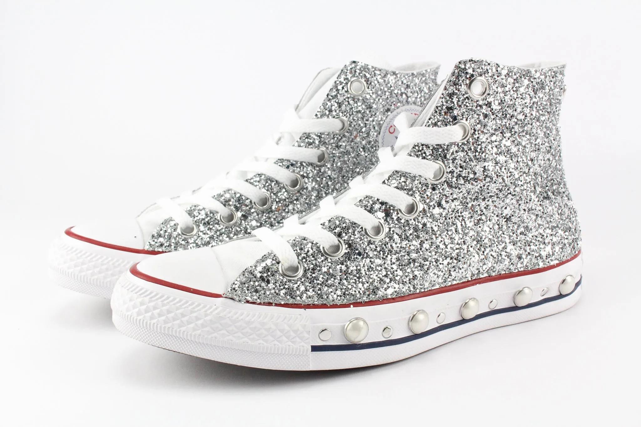 Converse All Star White Silver Glitter & Perle