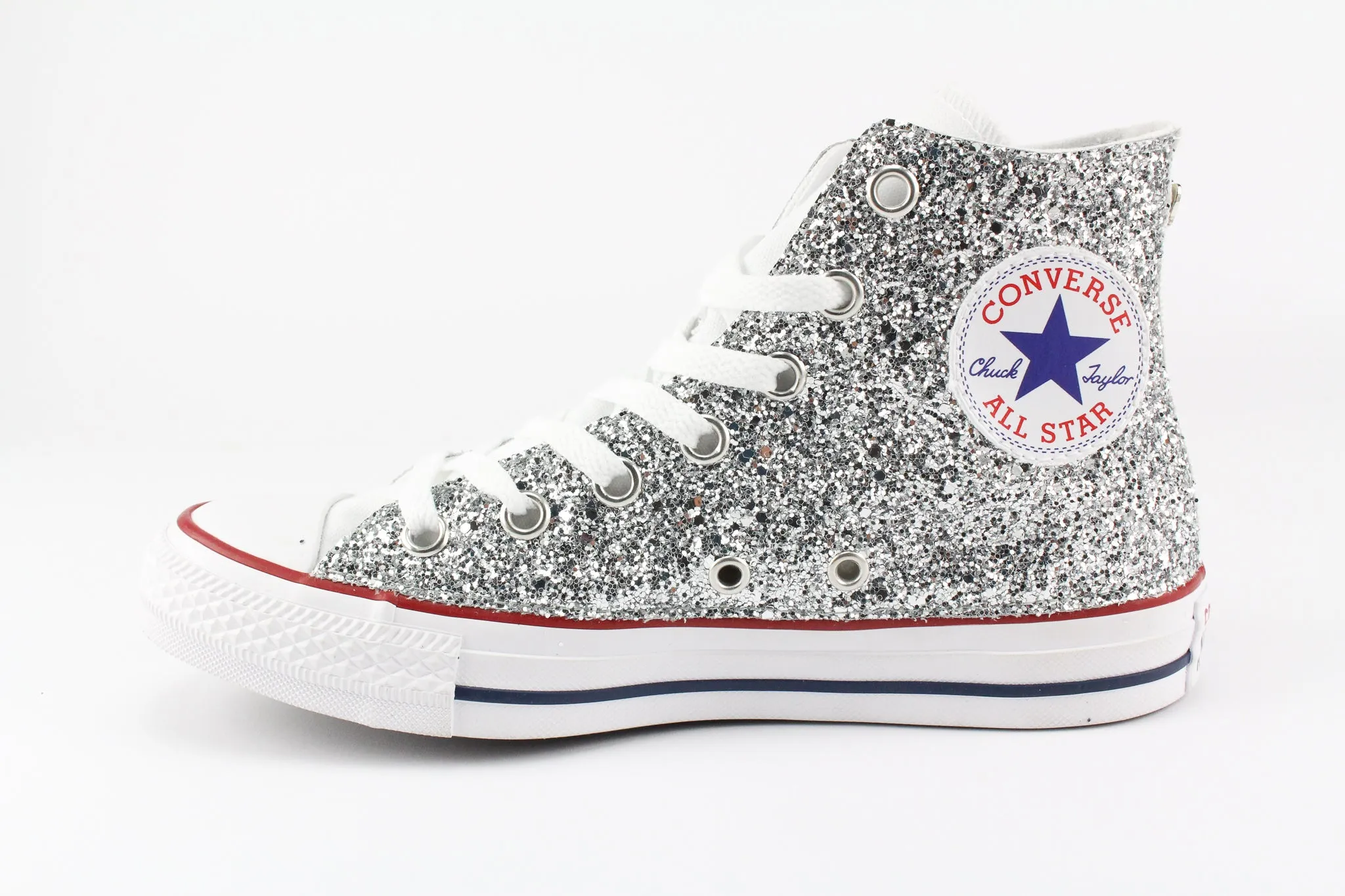 Converse All Star White Silver Glitter & Perle