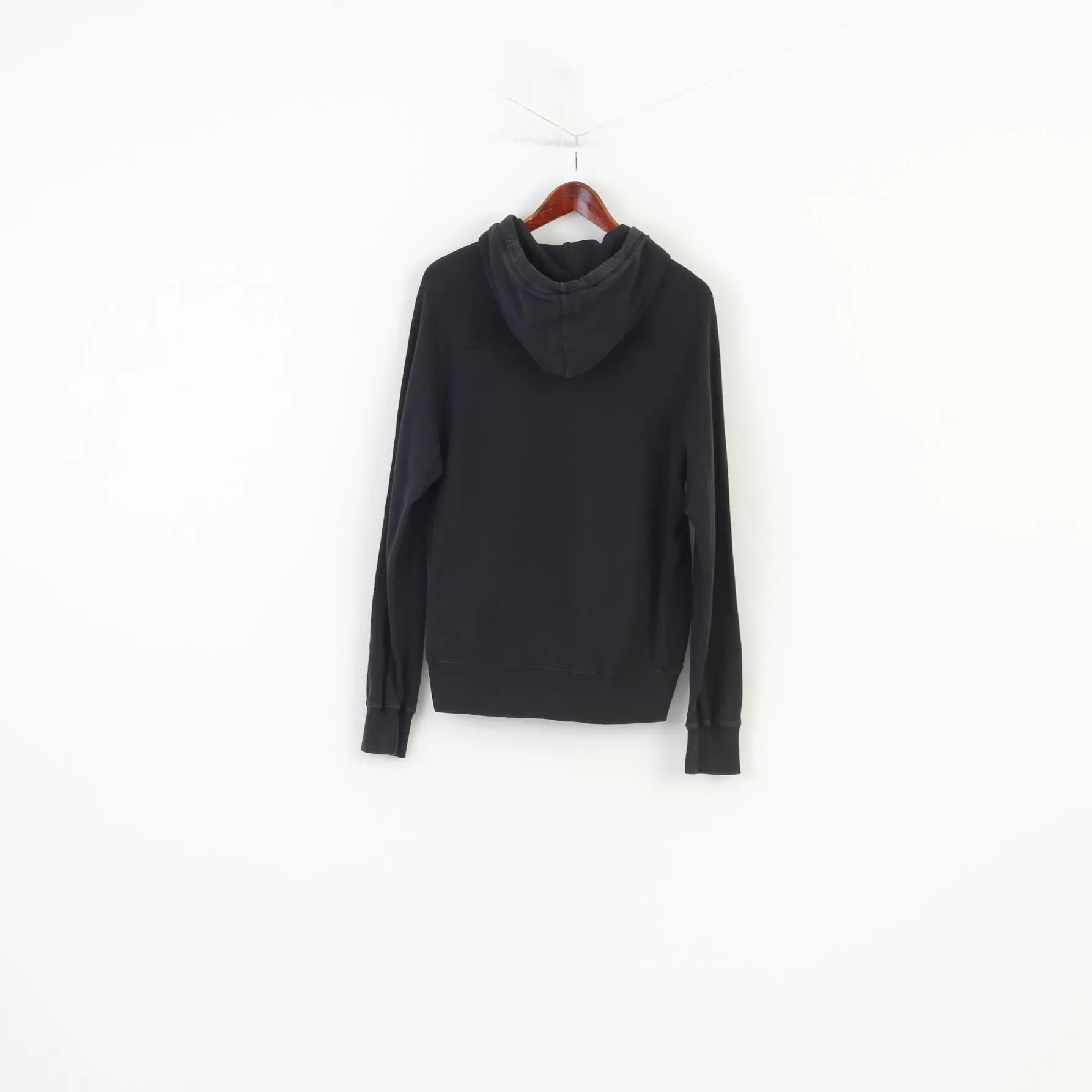 Converse Men S Sweatshirt Black Cotton Full Zipper Hood Pockets Training Hoodie Vintage Sport Top