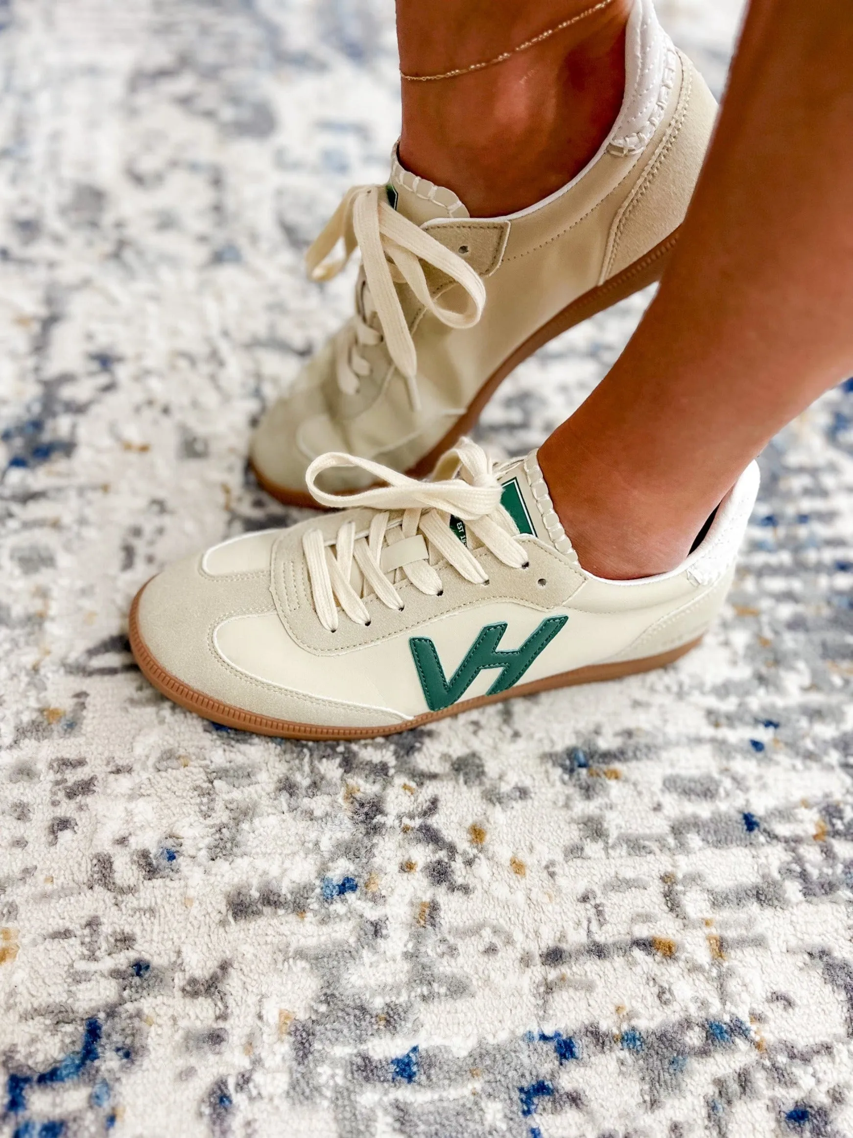 Crisp 6 Green Tab and VH Logo Sneakers, Bone