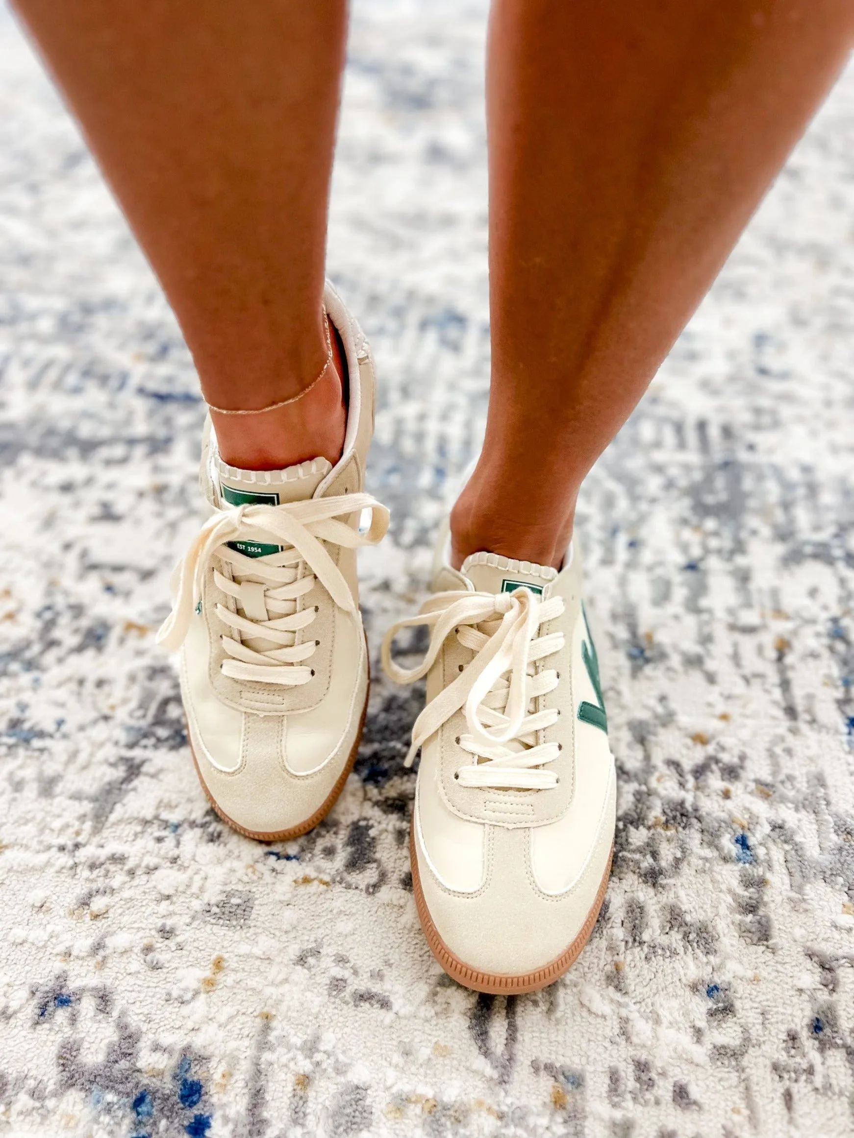 Crisp 6 Green Tab and VH Logo Sneakers, Bone