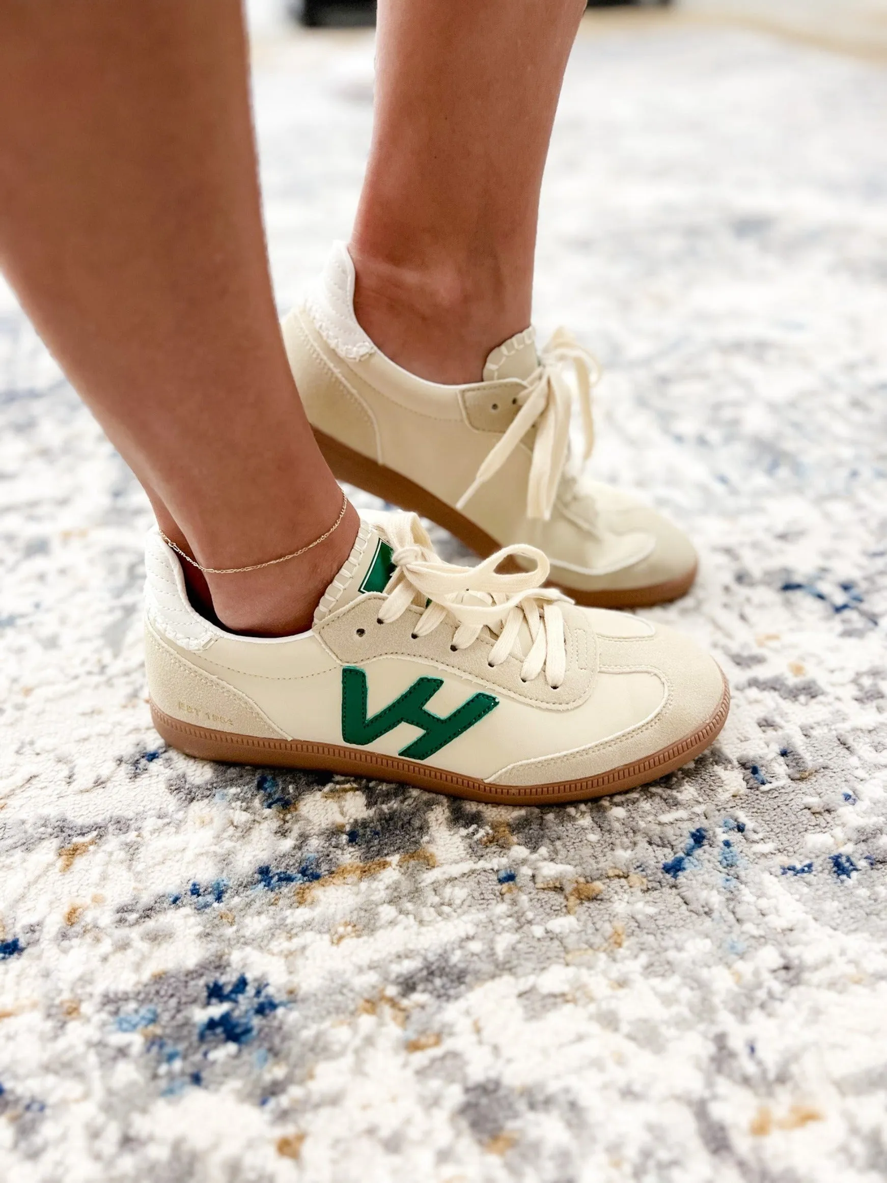 Crisp 6 Green Tab and VH Logo Sneakers, Bone