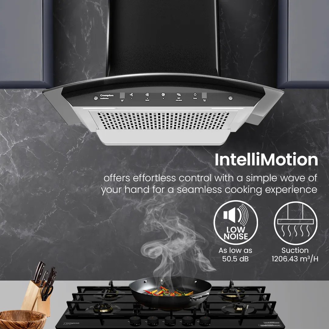 Crompton IntelliMotion Curved 60cm Filterless Chimney