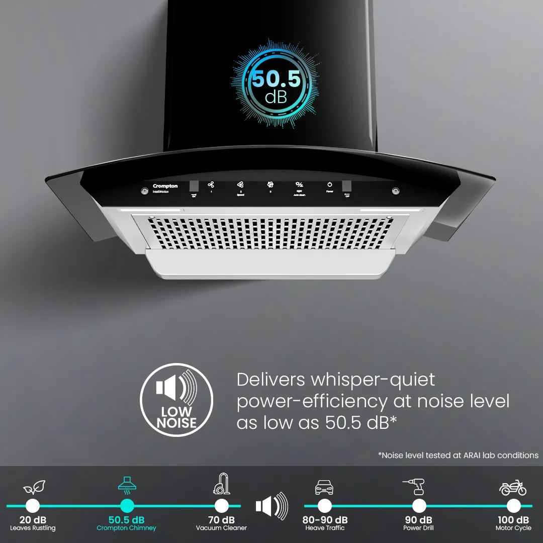 Crompton IntelliMotion Curved 60cm Filterless Chimney