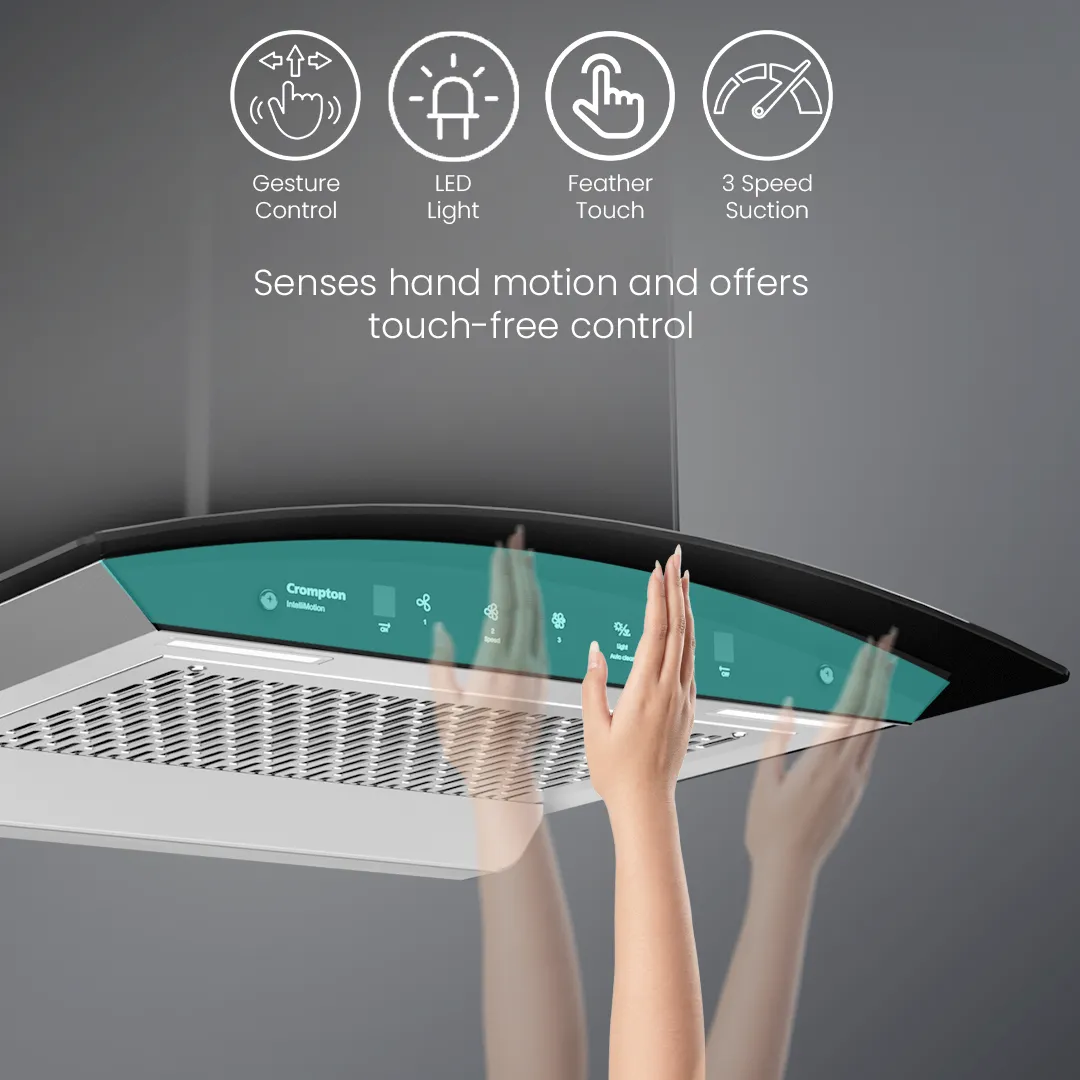 Crompton IntelliMotion Curved 60cm Filterless Chimney