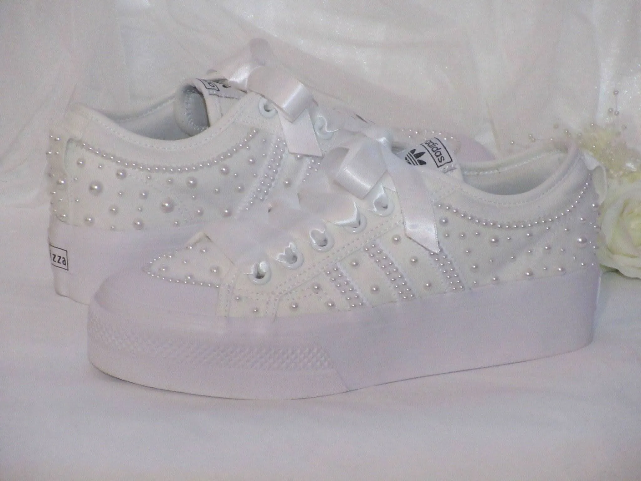 Custom Pearl Adidas Platform Bridal Trainers.