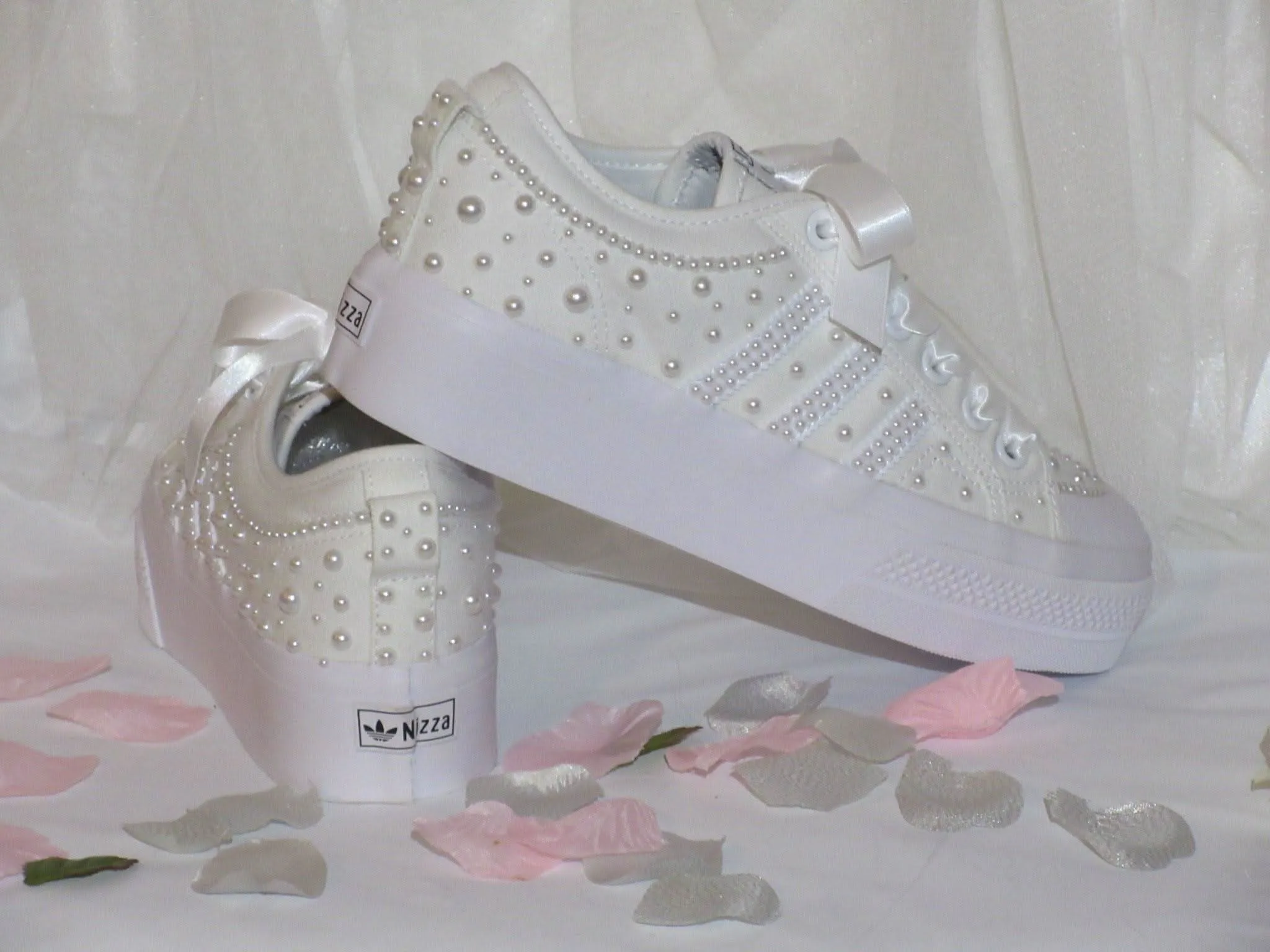 Custom Pearl Adidas Platform Bridal Trainers.