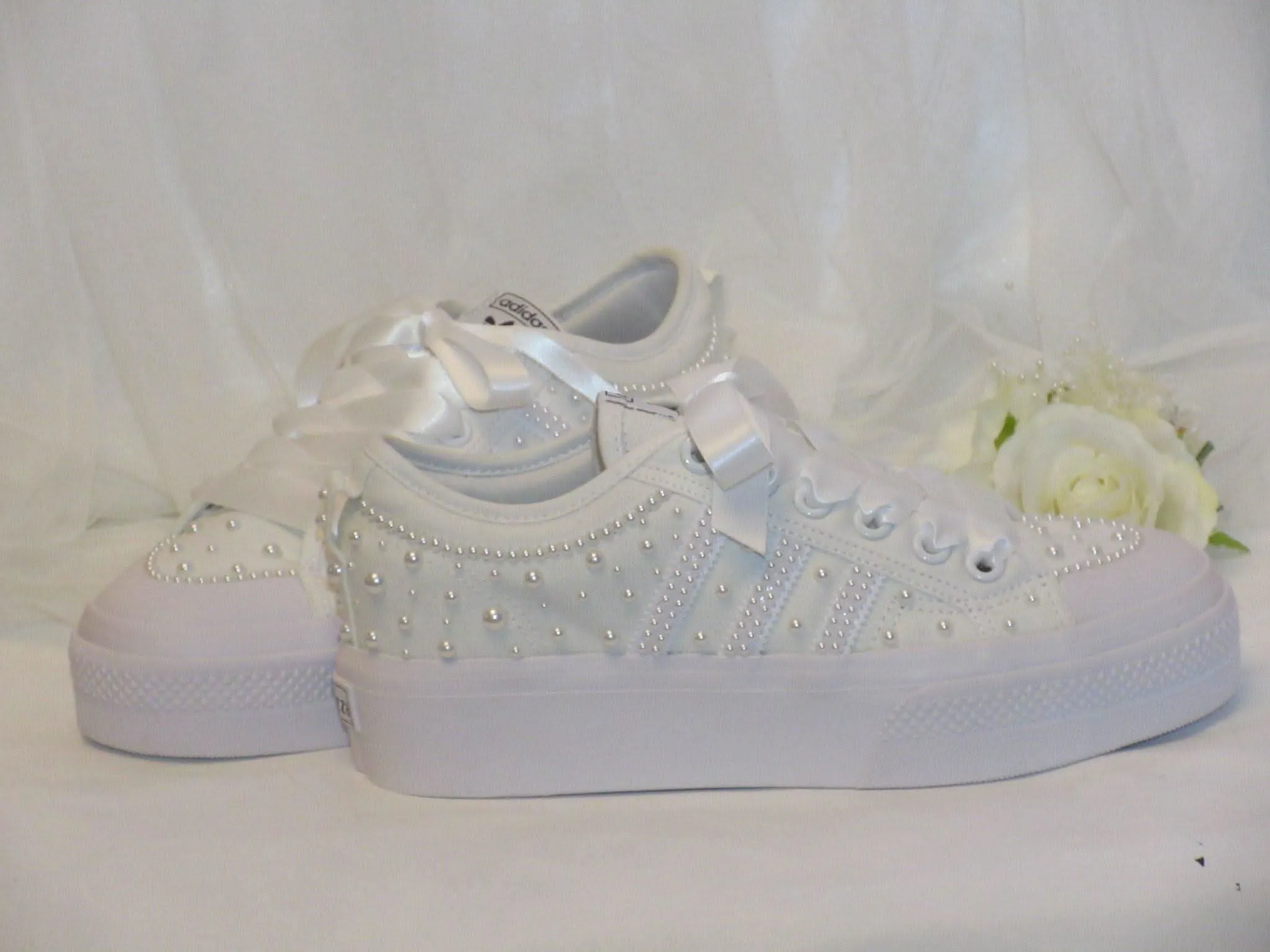 Custom Pearl Adidas Platform Bridal Trainers.
