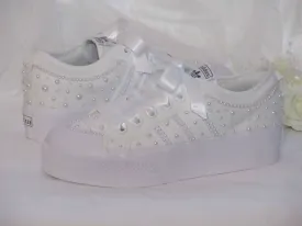 Custom Pearl Adidas Platform Bridal Trainers.