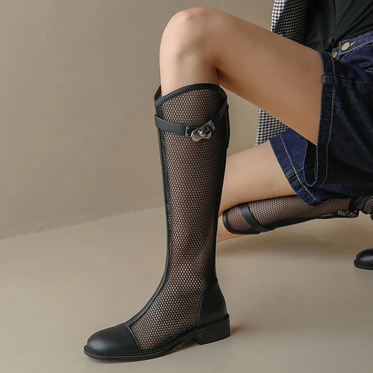 Dani Mesh Knee High Boots - 5 Colors