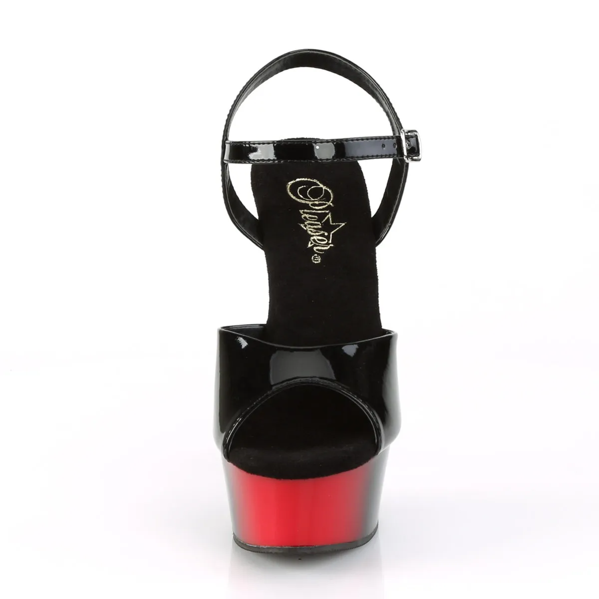 DELIGHT-609BR Pleaser Black Patent/Red Sexy Platform Shoes (Pole Dancing Heels)