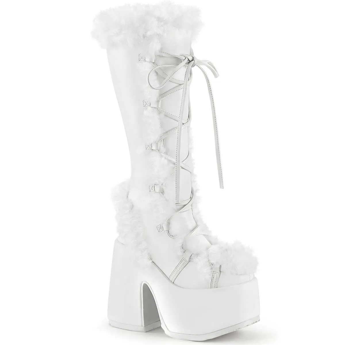 Demonia Camel-311 Platform Lace-Up Knee High Boot