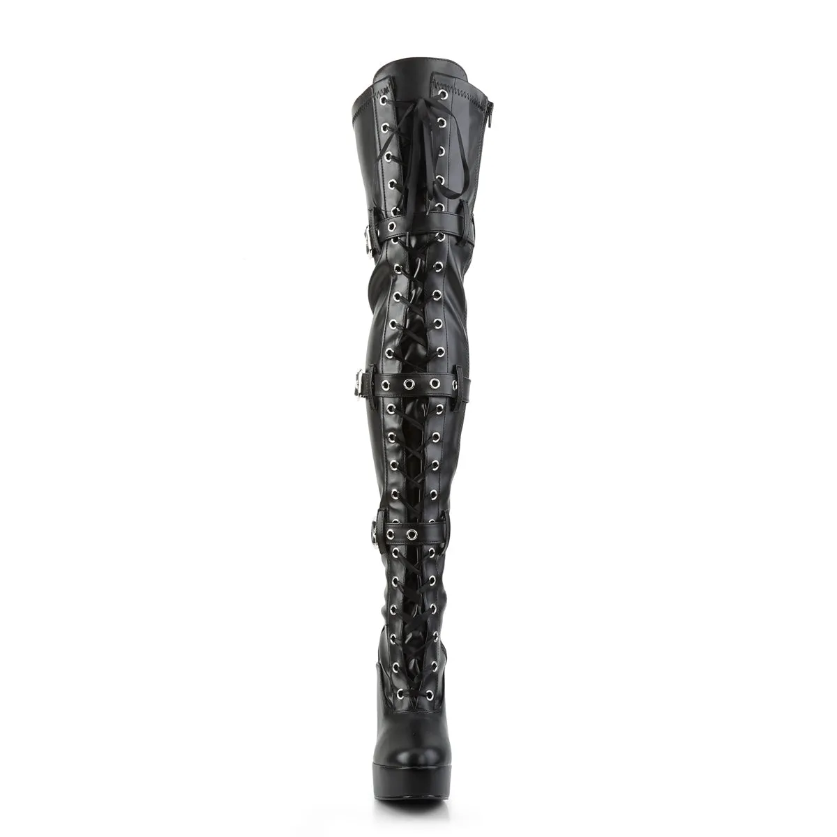 ELECTRA-3028 Pleaser Black Faux Leather Sexy Platform Shoes (Pole Dancing Heels)