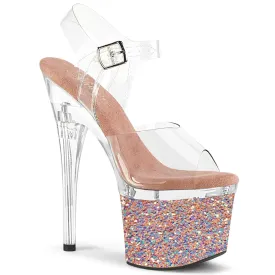 ESTEEM-708LG Pleaser Clear/Rose Gold Sexy Platform Shoes (Pole Dancing Heels)