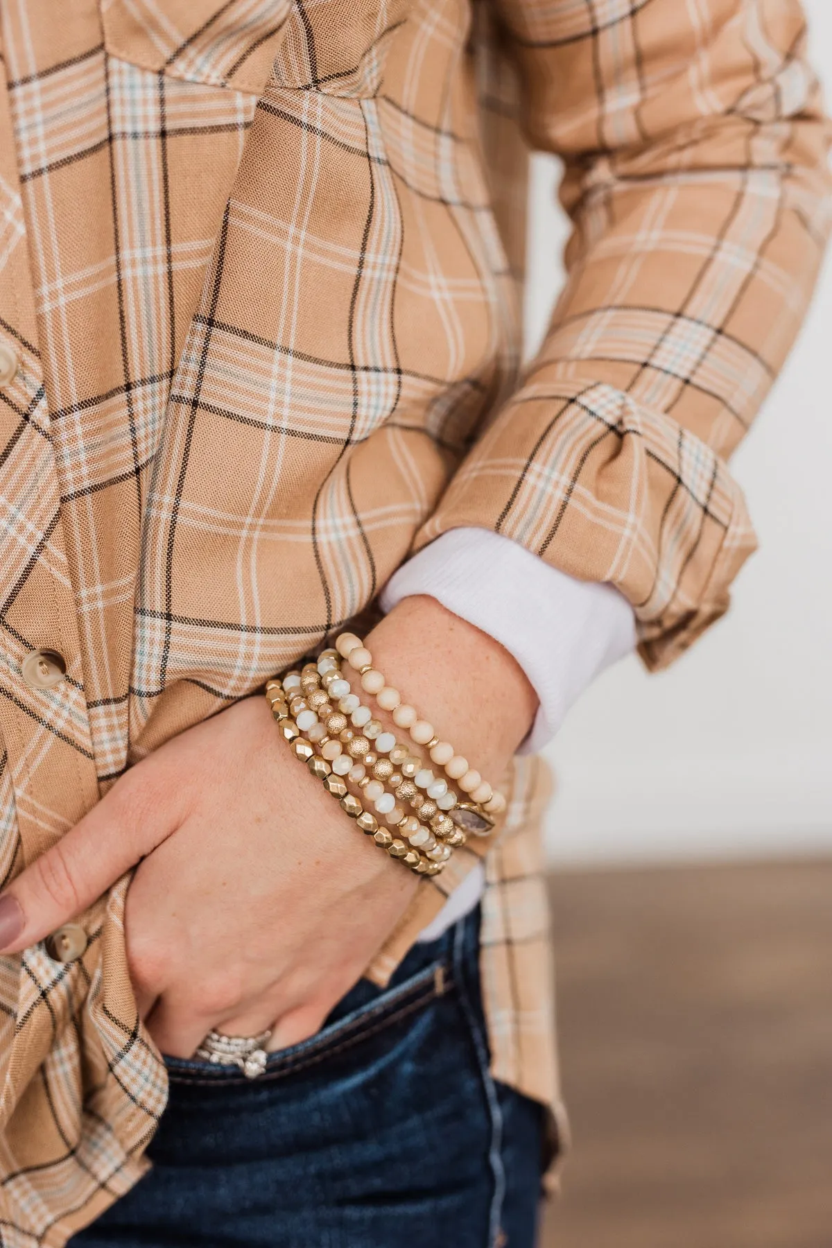 Exquisite 5 Piece Stackable Bracelet Set- Natural