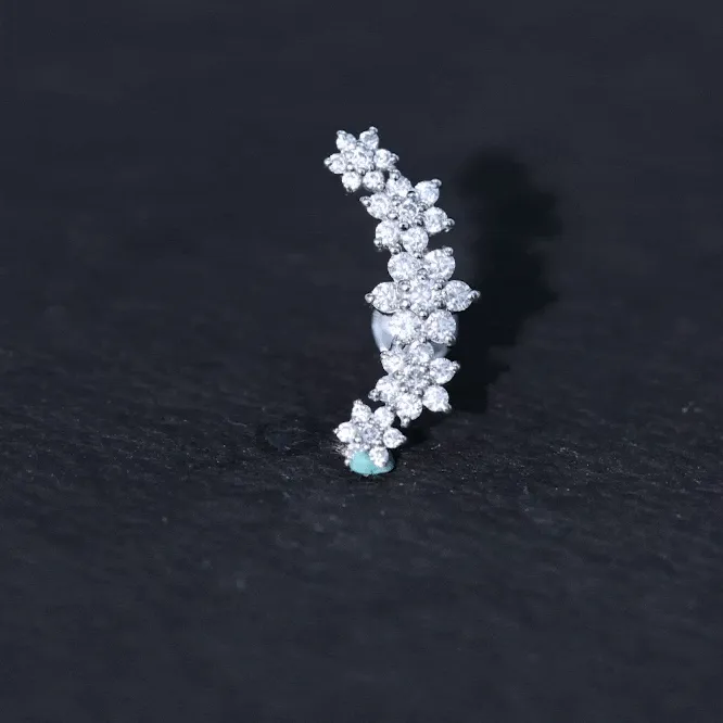 Exquisite Moissanite Flower Inspired Crawler Earring