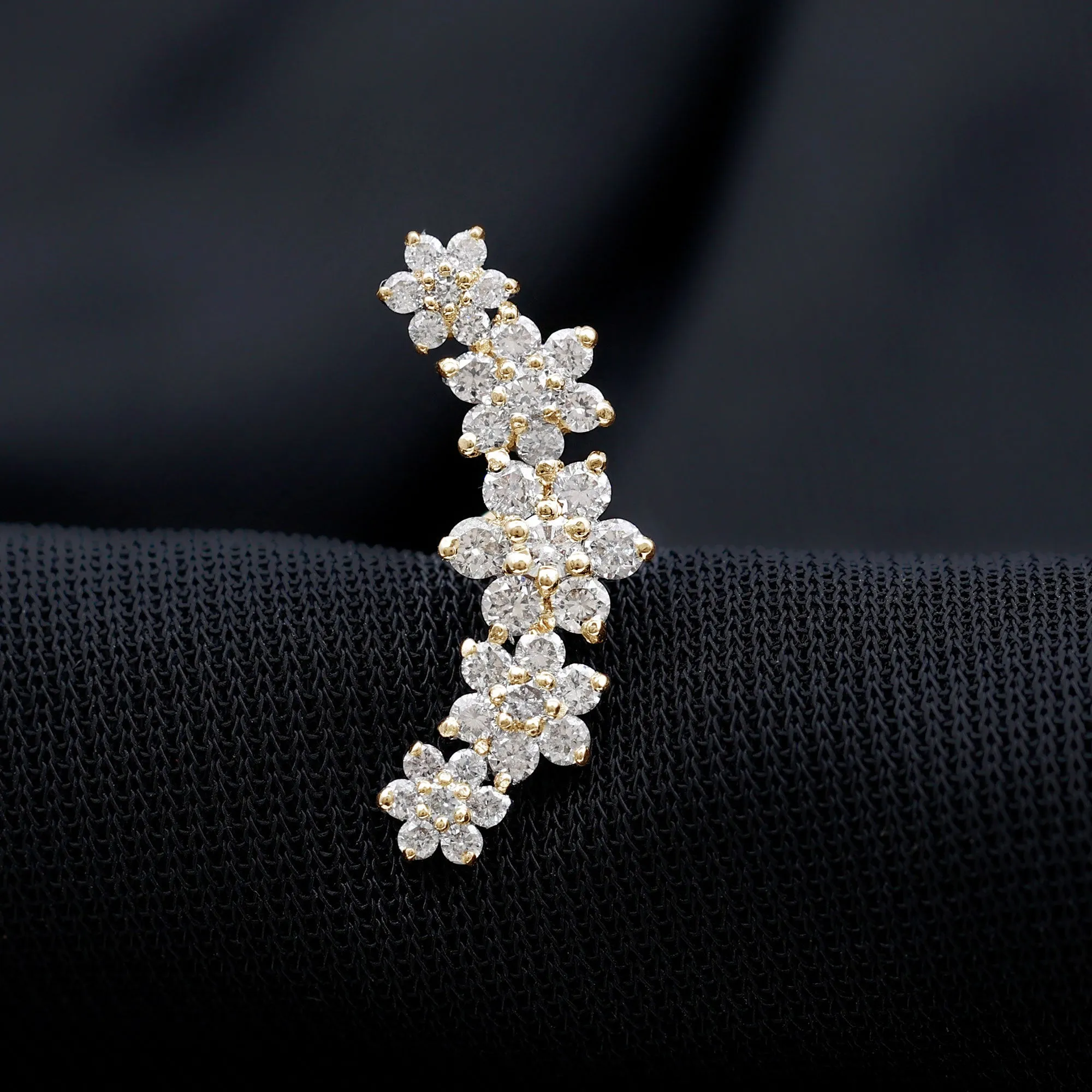 Exquisite Moissanite Flower Inspired Crawler Earring