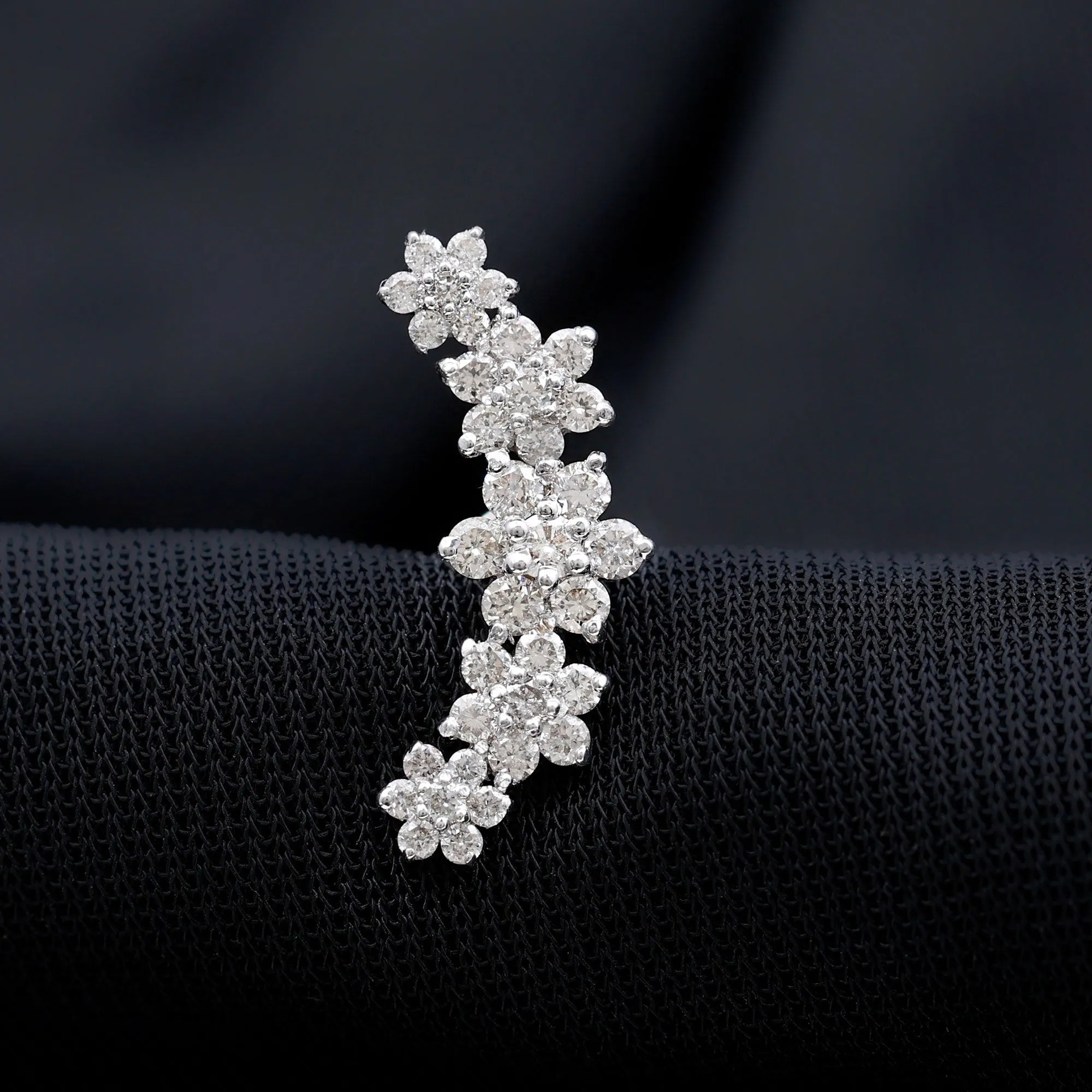 Exquisite Moissanite Flower Inspired Crawler Earring
