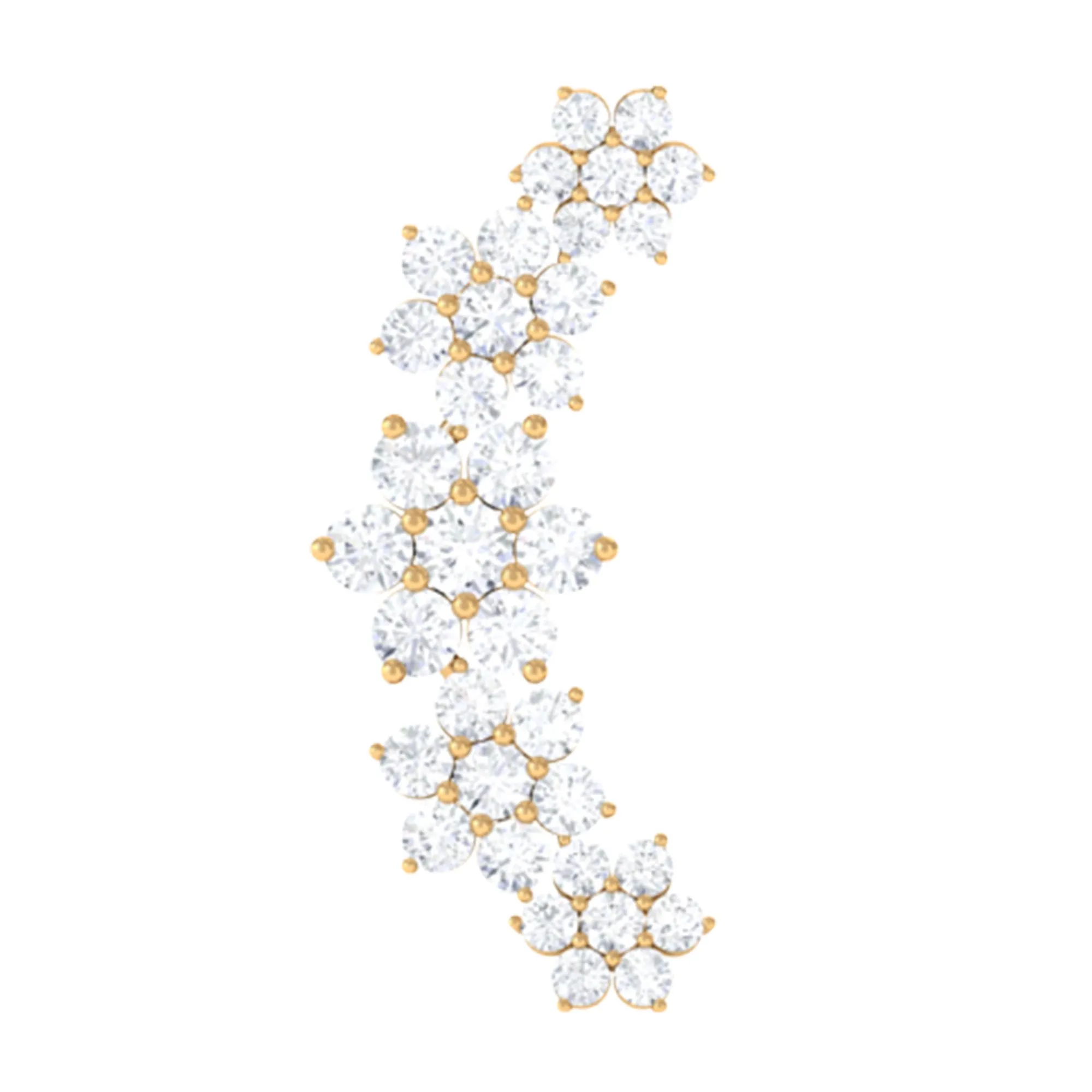 Exquisite Moissanite Flower Inspired Crawler Earring
