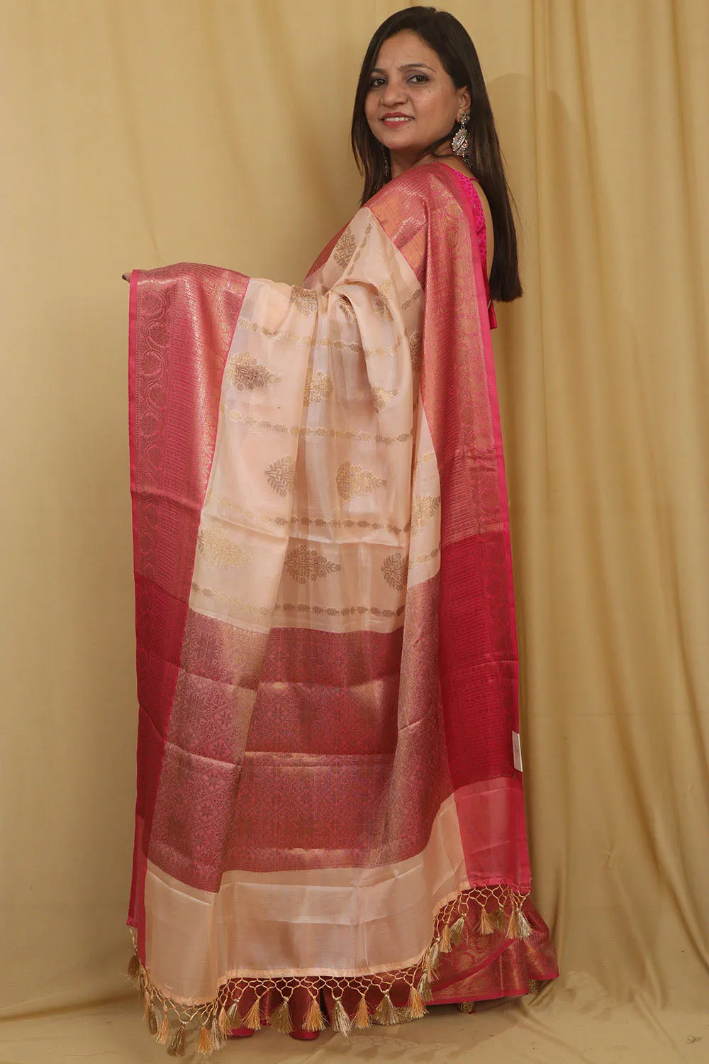 Exquisite Pastel Banarasi Cotton Silk Saree
