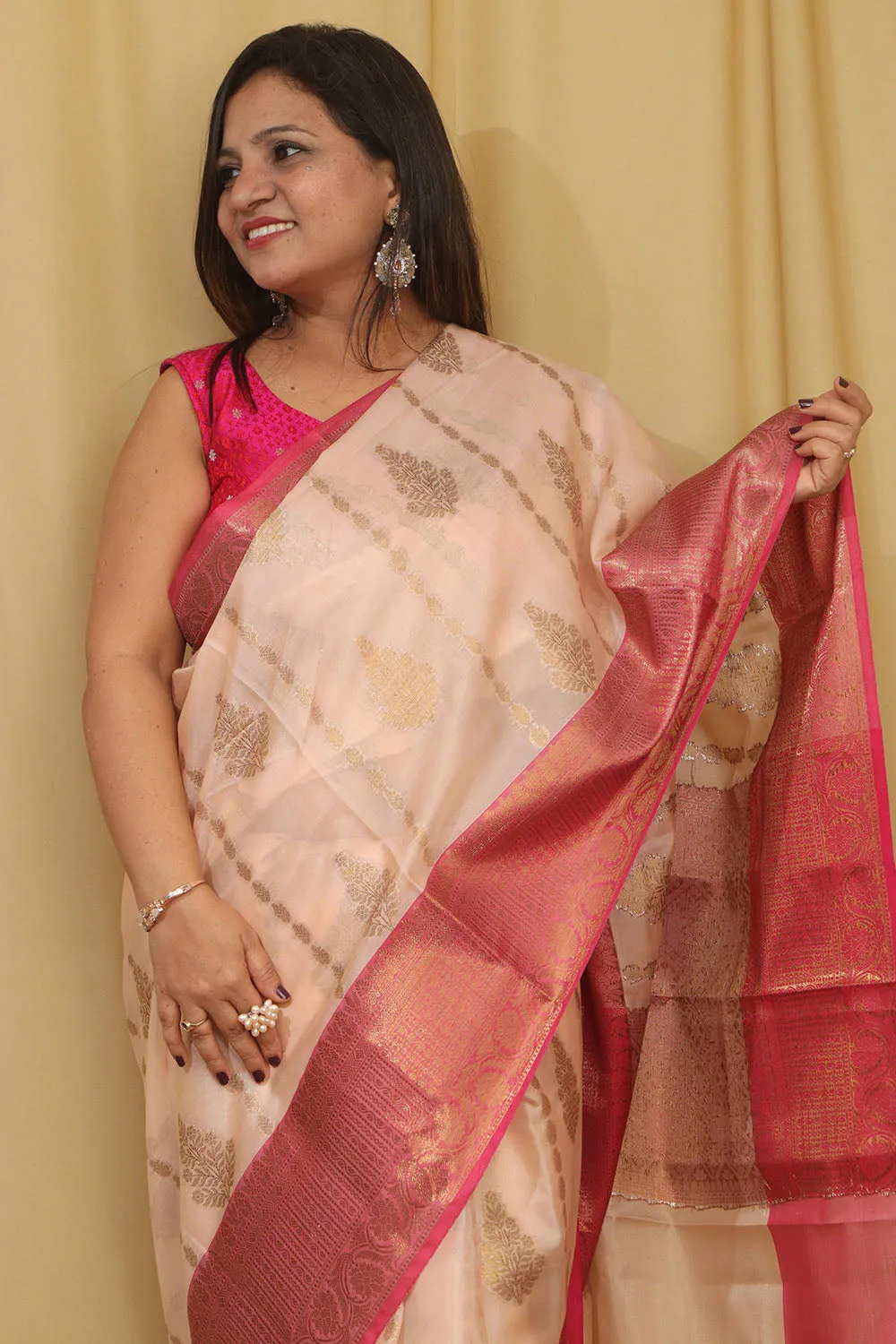 Exquisite Pastel Banarasi Cotton Silk Saree