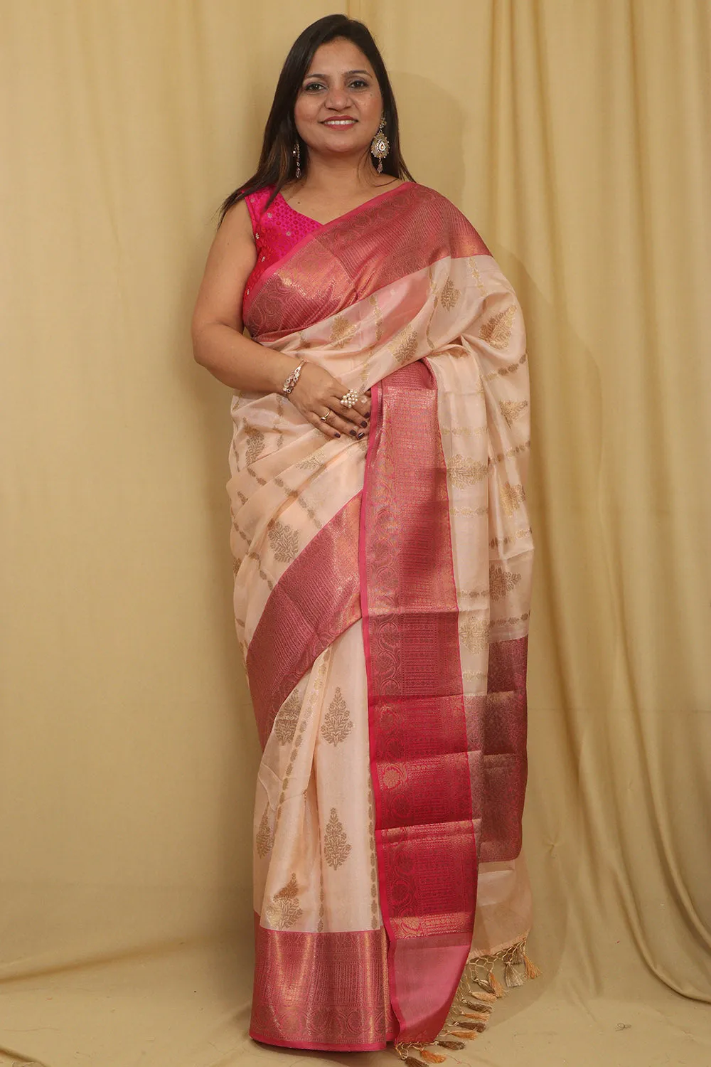 Exquisite Pastel Banarasi Cotton Silk Saree