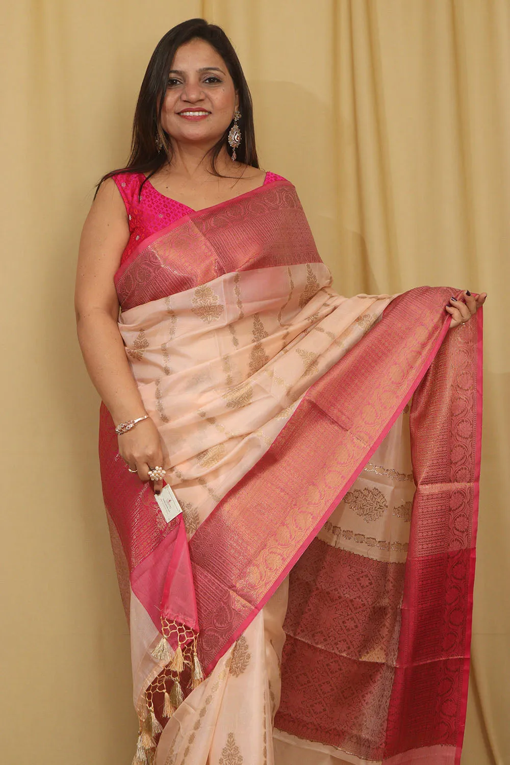 Exquisite Pastel Banarasi Cotton Silk Saree