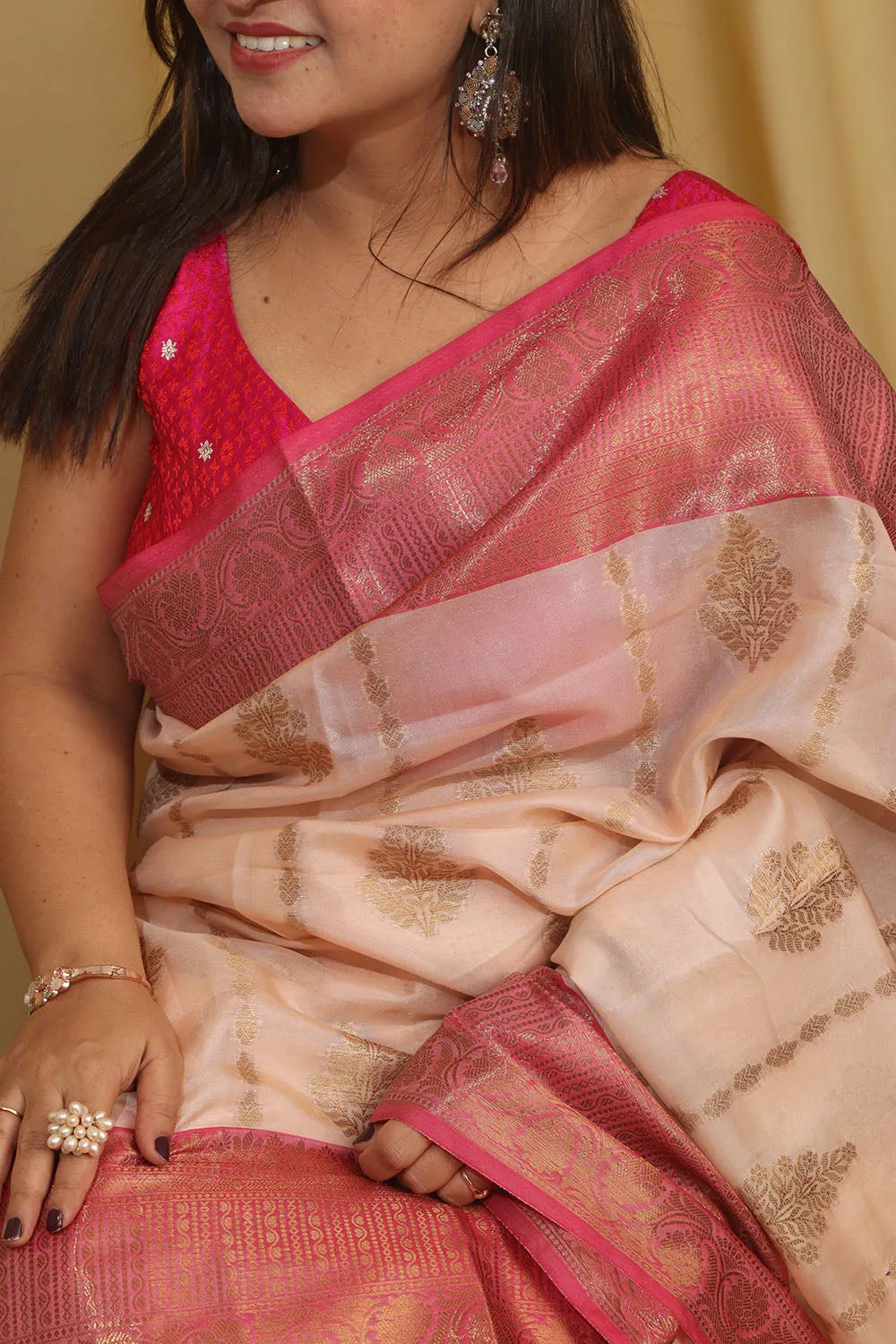 Exquisite Pastel Banarasi Cotton Silk Saree