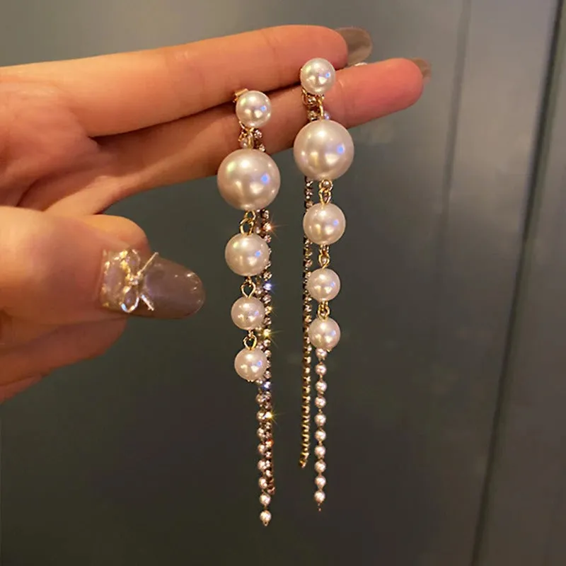 Exquisite Pearl Tassel Drop Earrings Collection