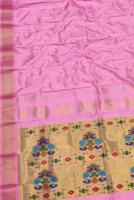 Exquisite Pink Paithani Handloom Silk Saree