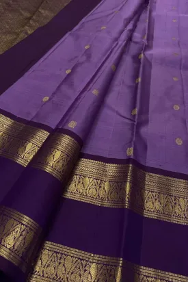 Exquisite Purple Kanjeevaram Silk Saree Handloom