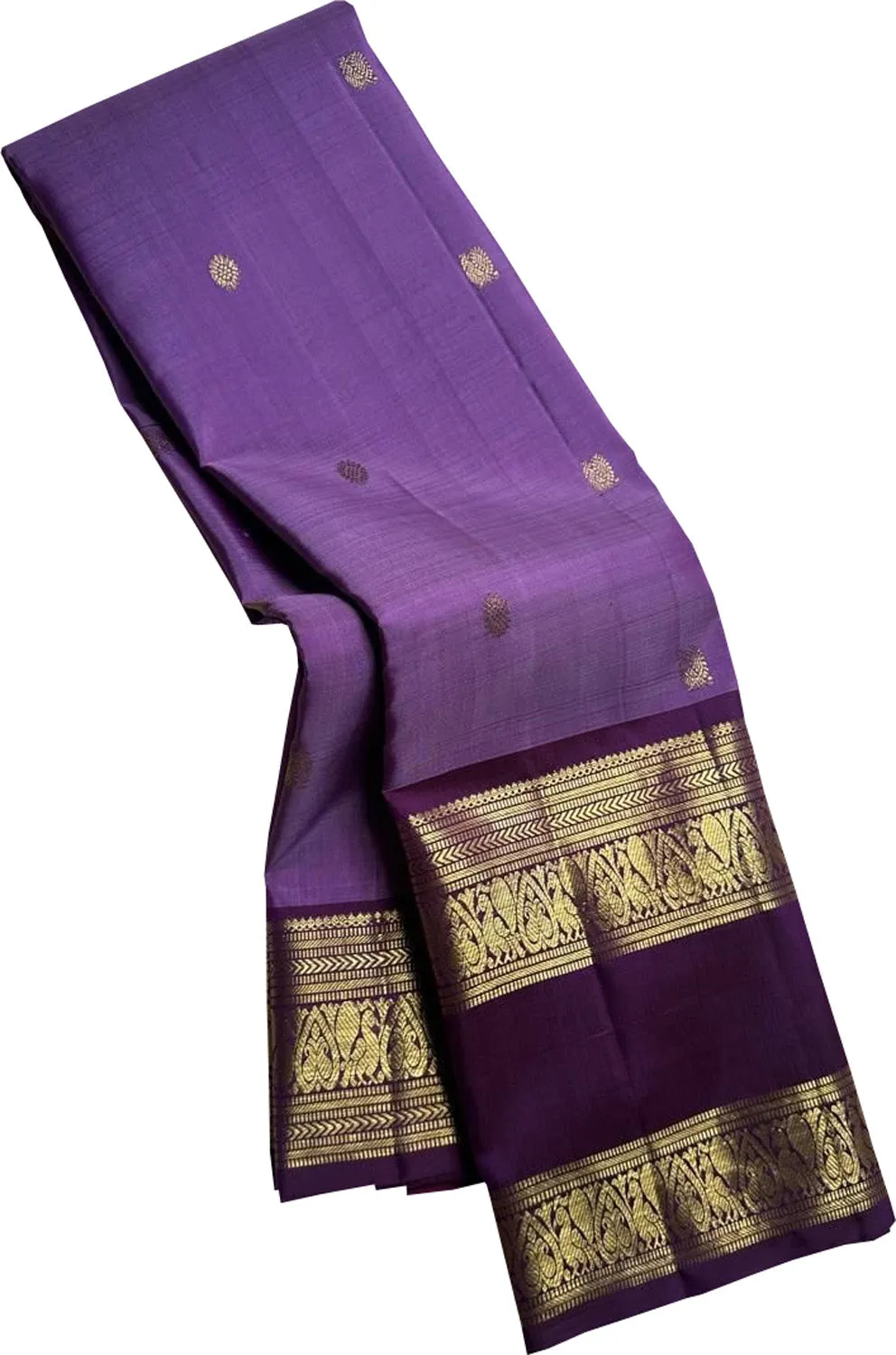 Exquisite Purple Kanjeevaram Silk Saree Handloom