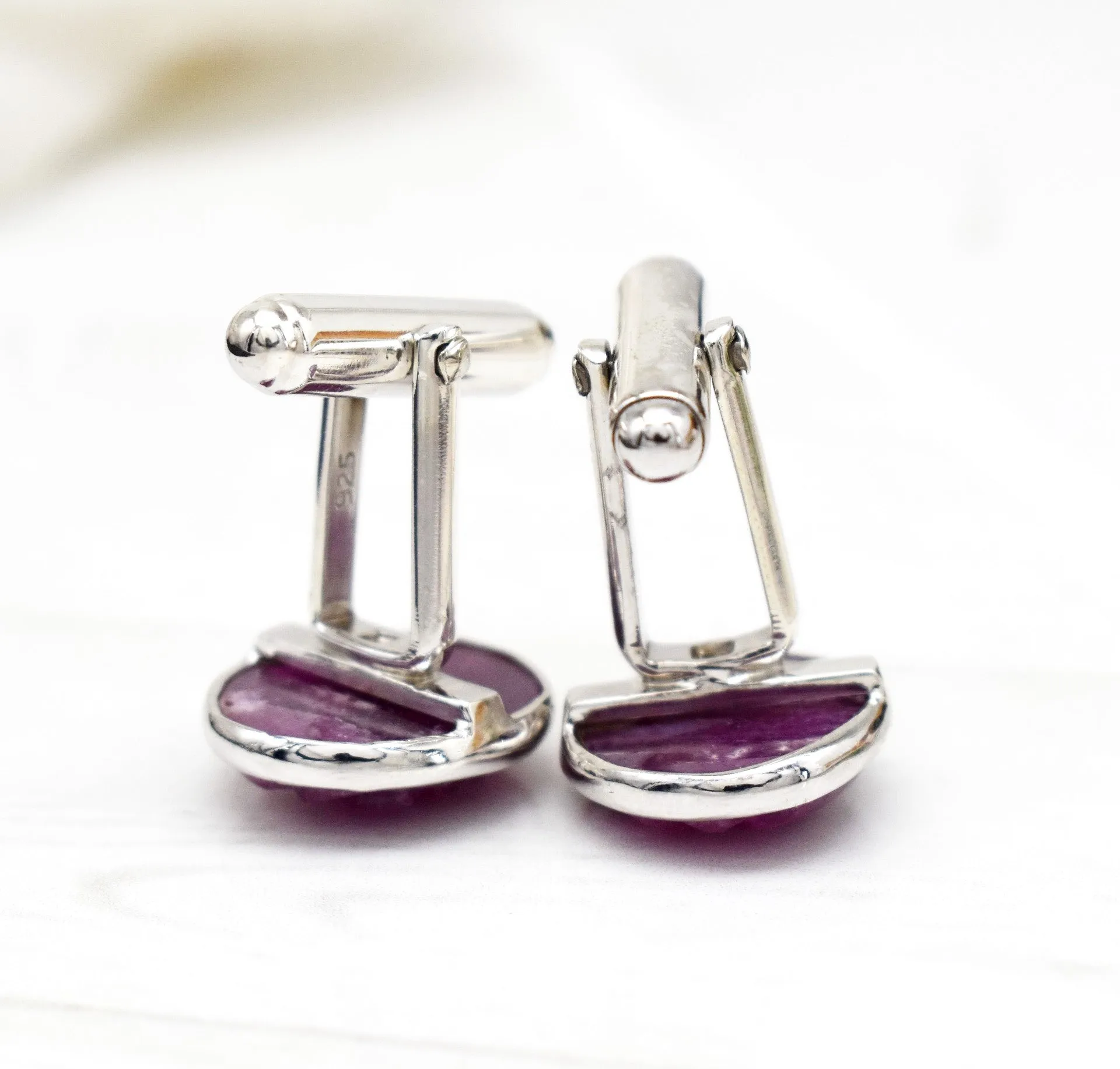 EXQUISITE RUBY ROUND CUFFLINKS| GROOM CUFFLINK