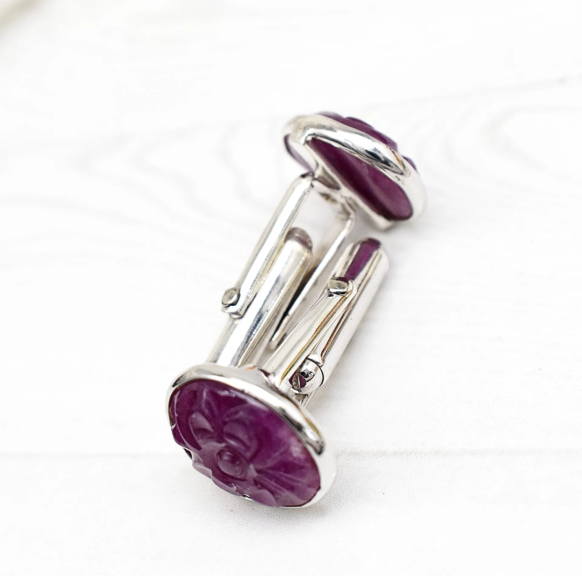 EXQUISITE RUBY ROUND CUFFLINKS| GROOM CUFFLINK