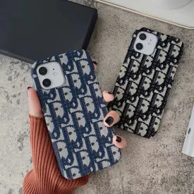 Fashion brand embroidered fabric iPhone case