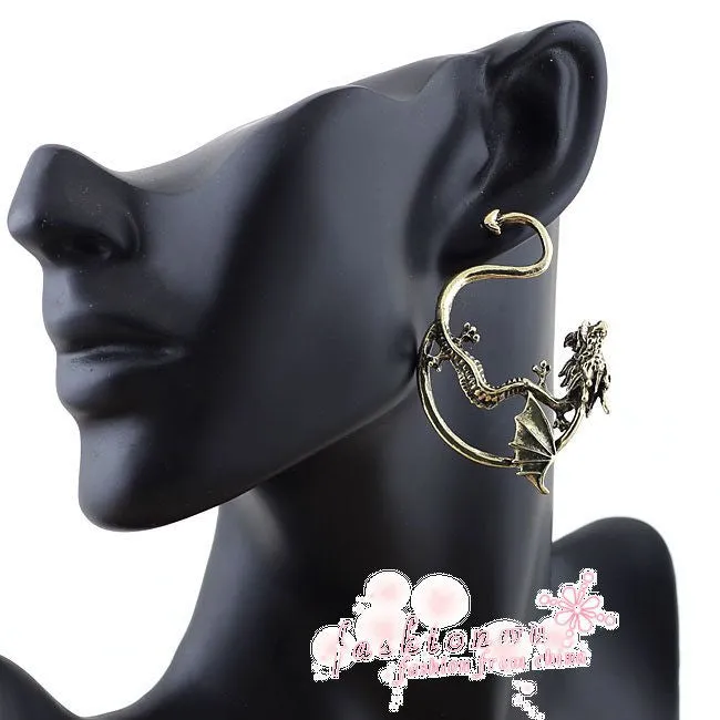 Fashion New Gothic Old Bronze Plated/Old Silver Dragon Design Earring